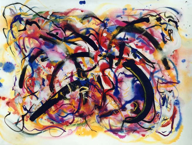 Wayne Riggs &copy; 1998, Watercolor, gouache, dry pigments,  60 cm. x 80cm. (23 1/2 x 31 1/2 in)collection of the artist.